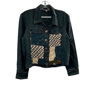 Cynthia Max Women's Mixed Media Button Up Shirt Multicolor Size XS